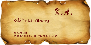 Kürti Abony névjegykártya